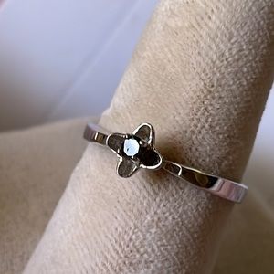 BNWT 18K white gold Round Cut black fancy Diamond ring band size 8